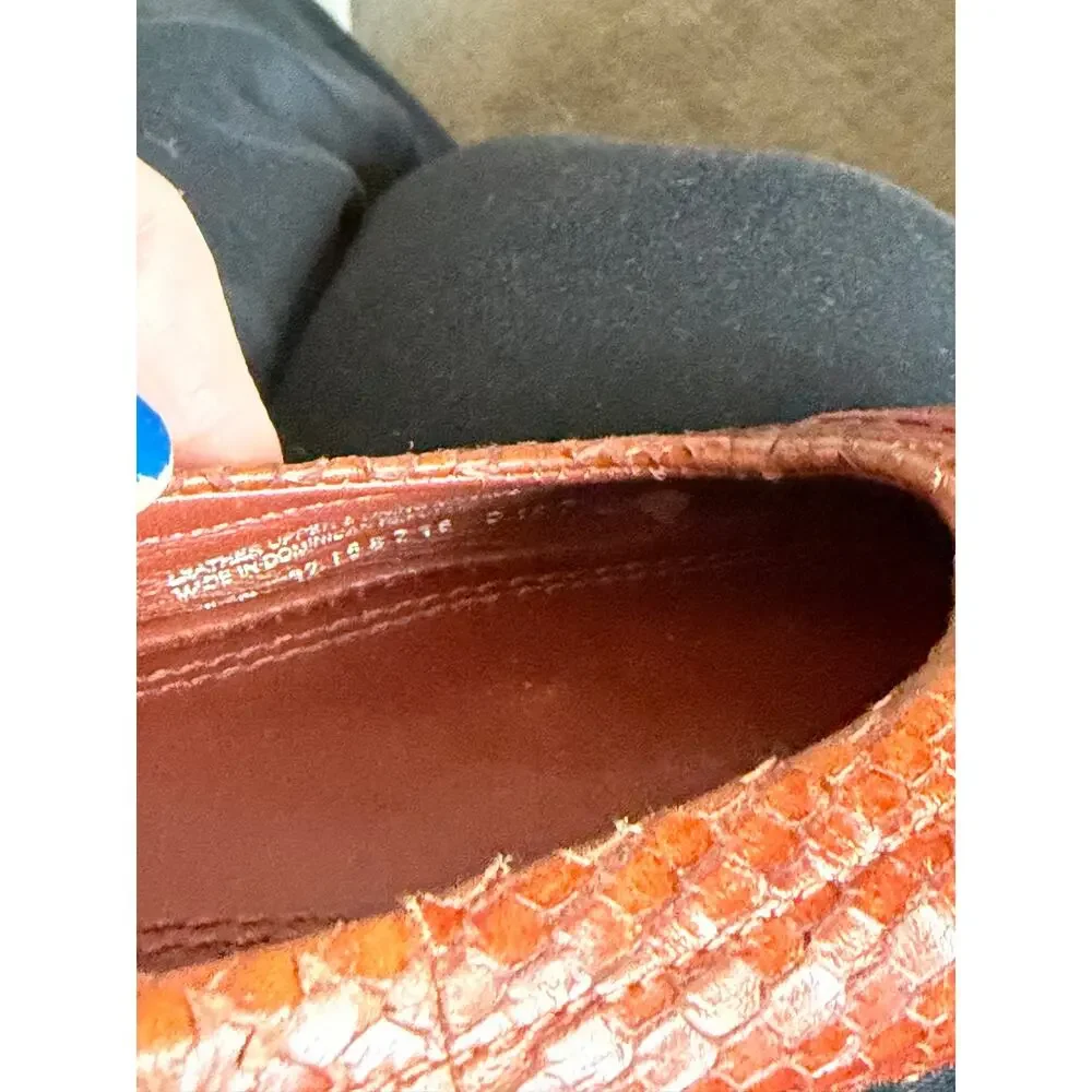 Tory Burch 7.5 Reva York Snake Print Leather Ballet Flats